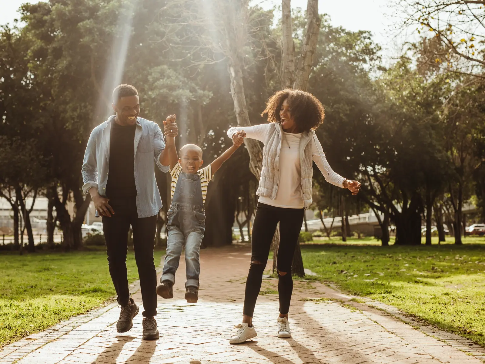 Happy family in park