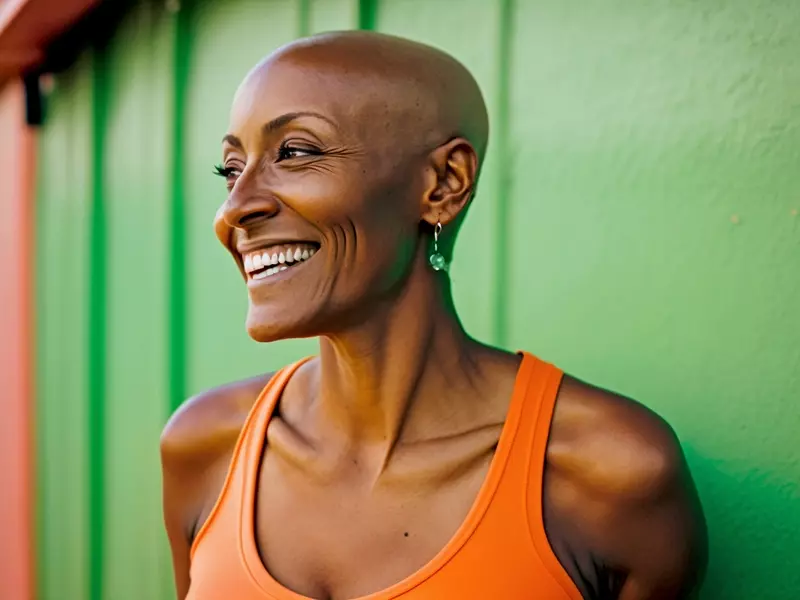 Smiling woman outside