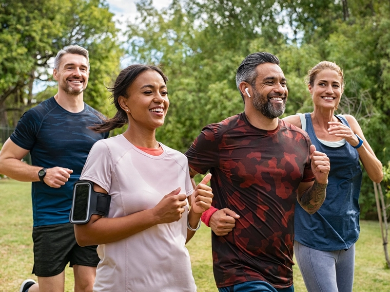 Group of people jogging for exercise.