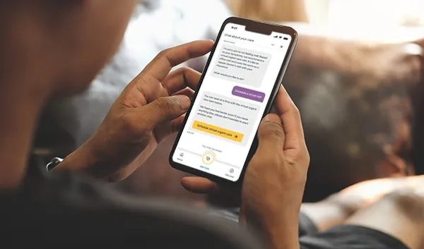 A patient chats with their doctor through MyBSWHealth app