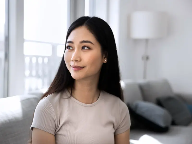 A Arteriovenous malformation patient looking happy after treatment