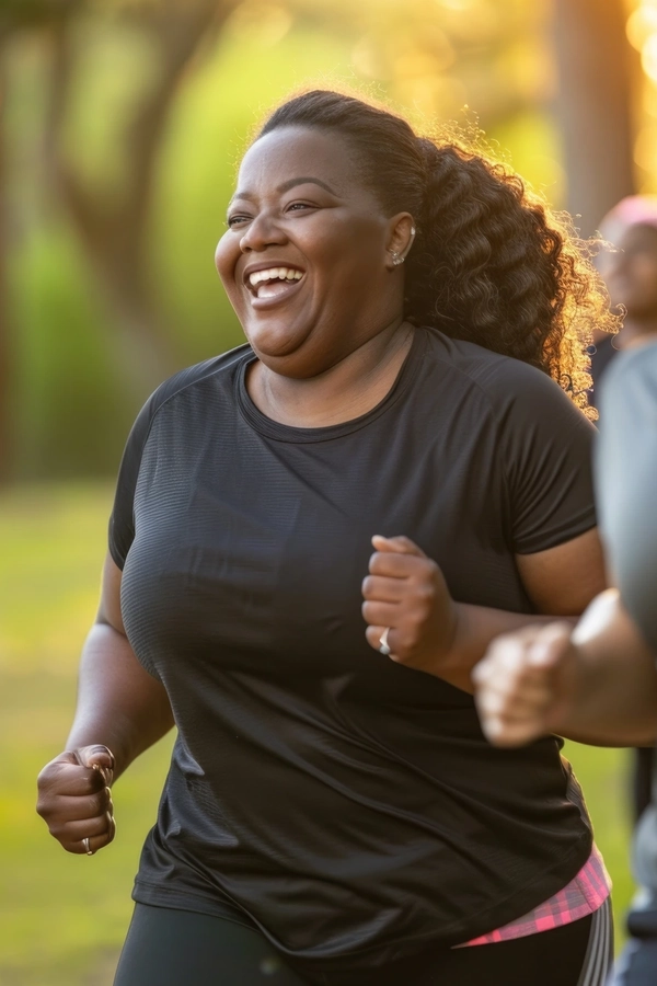 woman running with friends