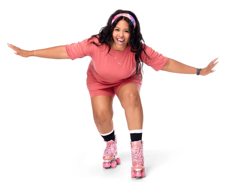 Tierra Poole-Davis showcases her vibrant personality while roller skating in an all-pink outfit