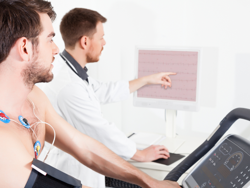 male patient on treadmill being tested for Atrial fibrillation (AFib)