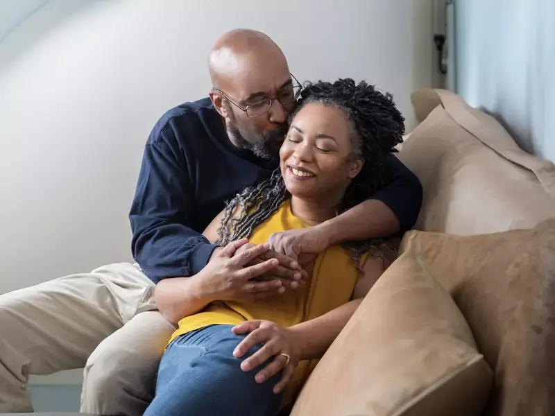 mature loving couple focused on their health